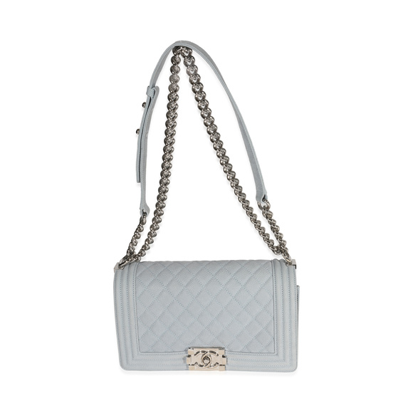 Chanel Light Blue Quilted Washed Caviar Old Medium Boy Bag - Picture 2 of 6